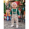thumbnail image 3 of Cjfdfy Newborn Baby Boy Christmas Overalls Outfit Long Sleeve Romper Train Gingerbread Man Suspender Pants And Hat 3Pcs Little Baby Cute My First Christmas Fall Winter Outfit 0-18M, 3 of 9
