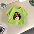 thumbnail image 2 of JIAYUE Girls Shirts Kid Cute Character Print Round Neck Short Sleeve Summer Casual Cozy Leisure Children Tops, 2 of 4