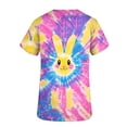thumbnail image 5 of YOIAVAIOY Multicolor Women Print Scrubs Easter Cute Rabbit Graphic Short Sleeve Scrub Tops Spring Casual Pullover Holiday Tops S, 5 of 5