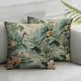 thumbnail image 3 of Ullo0ord Japanese Crane Throw Pillow Covers Chinese Ink Painting Floral Lake Retro Willow Mountain Gray Blue Cozy Pillow Covers Set of 2 Living Room Bedroom Cushion Pillowcases 12x12in, 3 of 7