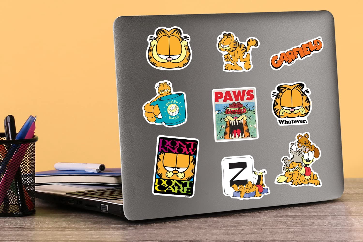 Garfield 100ct Die Cut Vinyl Stickers Variety Pack  Classic Comic Character Decals for Laptop, Water Bottle, Scrapbooking, Tablet, Indoor & Outdoor Use