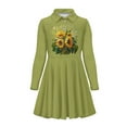 thumbnail image 4 of DISNIMO Vintage Sunflower Dress for Girls 11-12 Years Old Back To School Dress for Girls Long Sleeve Skater Dresses with Collars for Girls Button Up Dress Youth Girl Fall Twirl Dress for Children, 4 of 7