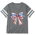 thumbnail image 3 of 2026 New Womens Plus Size Tops 4th of July V Neck Shirt Graphic Loose Fit Flower Short Sleeve Patriotic Tee Casual Summer Tops(Grey,XL), 3 of 3