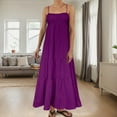 thumbnail image 2 of Vestido largo sin mangas de verano con tirantes finos y ribetes en contraste para mujer, 2 of 5