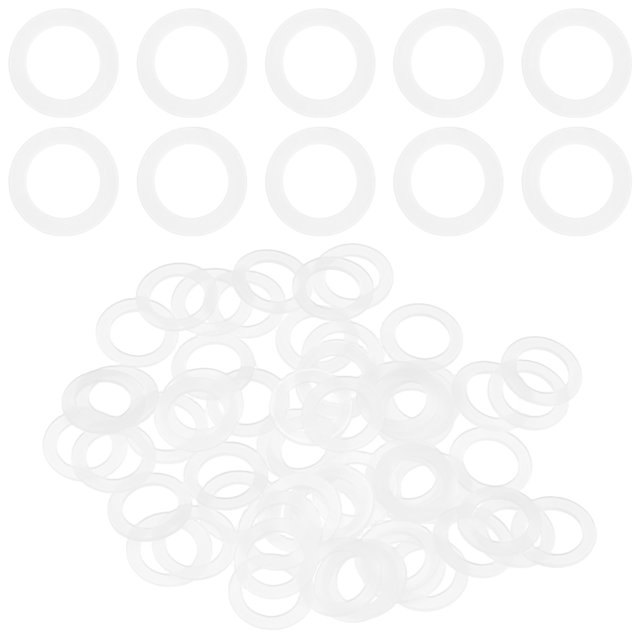 Uxcell 60-Pack M10 Arandelas Planas de Nylon 10mm ID 15mm OD 1mm Grosor Espaciador de Sellado Junta Anillo Blanco