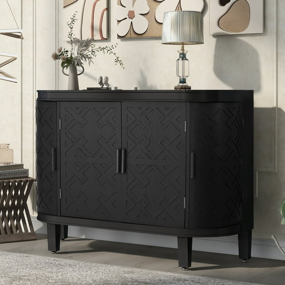 Accent Storage Cabinet Sideboard, Cosymart Wooden Cabinet with Antique Pattern Doors for Hallway