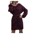 thumbnail image 1 of Women's Solid Color Loose Large Size Long Sweater Pulsets, 1 of 9