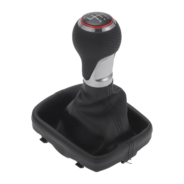 Perilla de Cambio Única con Cubierta de 6 Velocidades para Audi A3 en Cuero Sintético Perforado Cromado Rojo y Negro