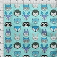 thumbnail image 4 of oneOone Cotton Cambric Aquamarine Fabric Cute Animal Face Pattern Dress Material Fabric Print Fabric By The Yard 42 Inch Wide, 4 of 6