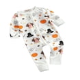 thumbnail image 2 of Combinaison d'Halloween pour Bébés Filles Garçons Imprimé Citrouille à Manches Longues avec Fermeture Éclair, 2 of 7