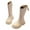 Beige, variant on Girls' Zipper High Knee Long Leather Boots Student Princess Boots for Toddler Kids Tall Boots