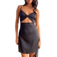 thumbnail image 2 of Coduop Women's V-neck Spaghetti Straps Mini Dress Backless Lace Trim Bodycon Short Dress, 2 of 7