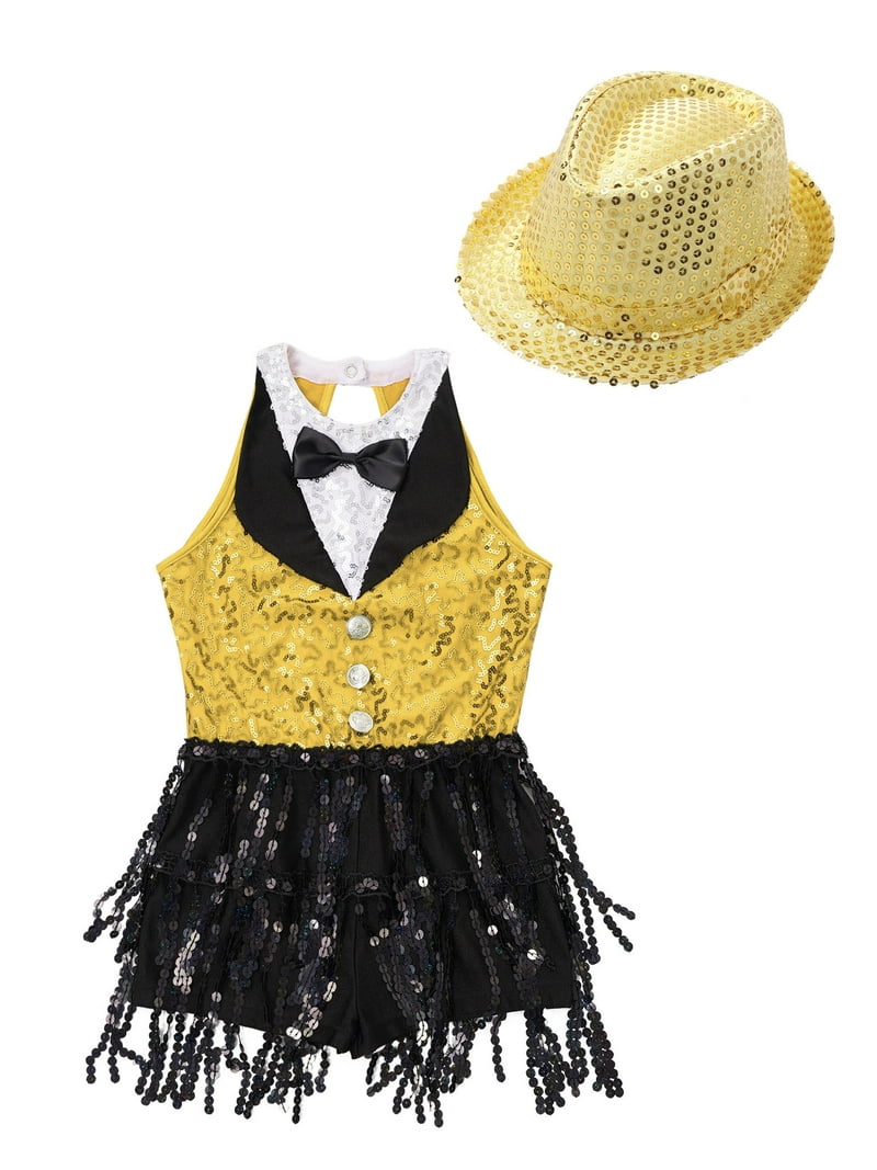 ＤＡＮＣＥ　ＳＵＮ　 YEAHDOR Kids Girls Shiny Sequins Tassels Dance Leotard with