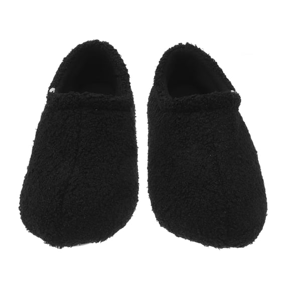 MERRYHAPY Men's Fuzzy House Slippers with Plush Lining, Black, Comfortable Secure Heel Design for Indoor Use