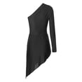 thumbnail image 4 of YiZYiF Womens Latin Dance Dress One Shoulder Belted Asymmetric Hem Dress for Ballroom Tango Cha-Cha Performance Black S, 4 of 7