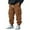 a-Brown173, variant on Mens Pants Casual Cargo Jogger Pants Solid Color Elastic Waist With Drawstring Side Cargo Pockets Tapered Leg Trousers For Daily Street Wear Grey L