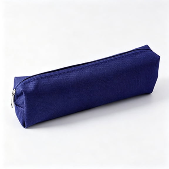 SLYNSHome Solid Color Pencil Case, Simple Zipper Stationery Pouch,Blue Canvas Lightweight Portable Pen Storage Bag For Daily Office Supplies