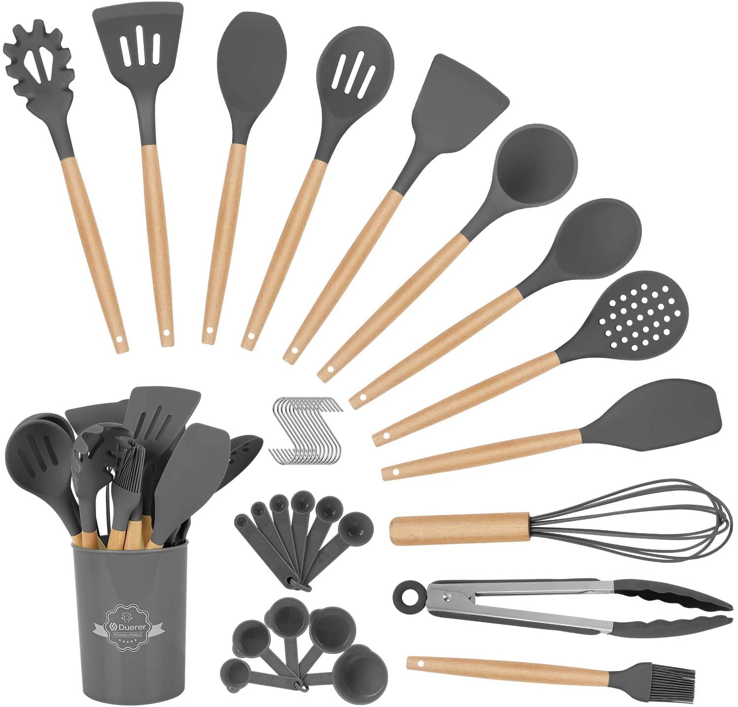 36PCS Kitchen Utensil Set,Silicone Cooking Utensils with Holder,Heat-Resistant