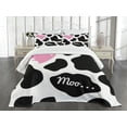 thumbnail image 3 of Ambesonne Cow Print Quilted Bedspread Set 3 Pcs, Camouflage Pattern, King Size, Pink Black White, 3 of 5