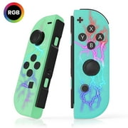 Wireless Controller for Nintendo Switch Controller, (L/R)Joy-Con with RGB, 18H Playtime, Vibration/Screenshot/Motion Control/Wake-up, for Switch/Lite/OLED, Green & Blue