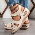 thumbnail image 5 of Dakaela Orthopedic Sandals for Women 2026 Summer Dressy Strappy Platform Wedge Sandal with Arch Support Open Toe Slip on Beach Walking Casual Shoes Size 6-10 White, 5 of 9