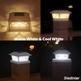 thumbnail image 4 of DFS 10 Pack Solar Post Cap Lights - 8 LED, Warm White & Cool White, Fits 4x4 5x5 6x6 Wood/Vinyl Posts, Deck Fence Patio Lighting, White, 4 of 7