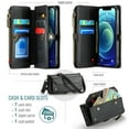 thumbnail image 3 of CaseMe Leather for iPhone 12 Mini 5.4-inch Case Wallet【RFID Blocking】with 7-Card Holder Zipper Bills Slot, Soft PU Leather Magnetic Shoulder Wrist Strap for iPhone 12 Mini 5.4-inch Wallet Case Women, 3 of 11