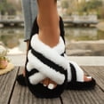 thumbnail image 6 of ZVNAΖH Women's Winter Thick Sole Plush Slippers Warm Fluffy Crisscross Strap Indoor Outdoor House Shoes, 6 of 9