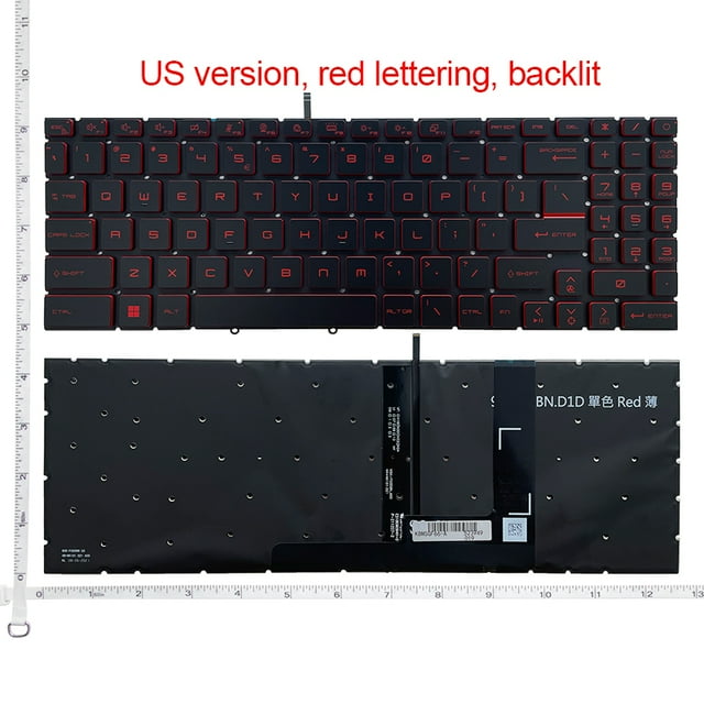 Clavier US RU pour MSI Crosshair 15 15-A11U 15-B12U B12UEZ GF66 MS-1582 GL66 GF76 GL76 MS-17L1 MS-17H3 V203222CK1 Rétroéclairé US Rouge Rétroéclairage