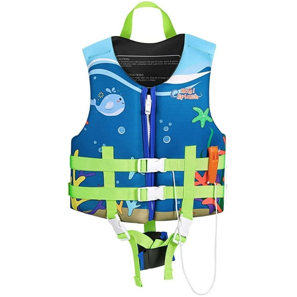 Chaleco de natación HeySplash para niños pequeños, chaqueta flotante con correa de seguridad