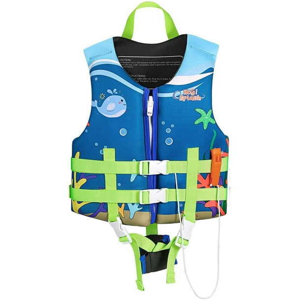 Chaleco de natación HeySplash para niños pequeños, chaqueta flotante con correa de seguridad