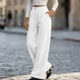 thumbnail image 2 of Women's Corduroy High Waist Wide Leg Dress Pants Pleated Front Loose Suit Trousers Business Casual Pants with Pockets Fashion Bottoms White, 2 of 9