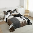 thumbnail image 3 of Manfei Brown Grey Abstract Full Size Comforter Sets, Chic Minimalism Bedding Comforter Set, Teen Child Kid Adult Reversible Bedding Sets, Super Cozy Room Decor, 3-Piece, 3 of 8