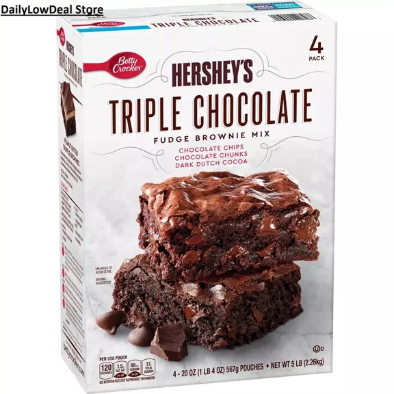 4 PACK - Betty Crocker Hershey’s Fudge Brownie Mix, Triple Chocolate (20 oz)