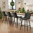 thumbnail image 5 of Farini 26" Counter Stools Set of 2, Modern Faux Leather Barstools, Counter Height Chairs for Kitchen Islands & Dining Rooms, Black, 5 of 7
