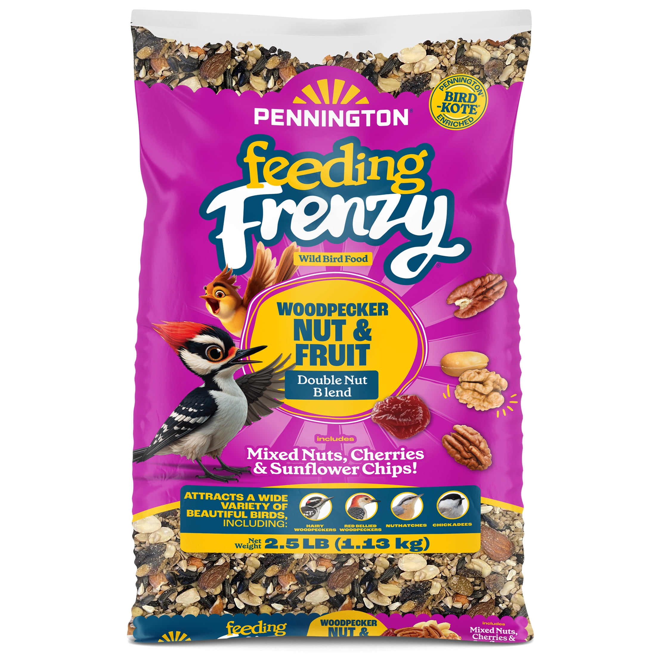 ヒロ＆ゴー・ゴー＆フレッドウッティ＆ポー・ピープ＆フォーキーマレフィセント＆ア Pennington Feeding Frenzy Woodpecker Nut & Fruit Double Nut Blend