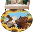 thumbnail image 6 of Sunflower Cows Round Rug 5ft Washable Circle Kitchen Rugs Non Slip Yellow Floral Watercolor Botanical Summer Large Area Rug Indoor Floor Carpet for Bedroom Living Room Home Office Dining Room Nursery, 6 of 8