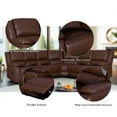 thumbnail image 2 of Ellesophas 6-Seat PU Leather Reclining Sectional Sofa Set with Footrest, Wide Padded Armrests, Removable Backrest, Perfect for Living Room & Home Theater, Brown, 2 of 9