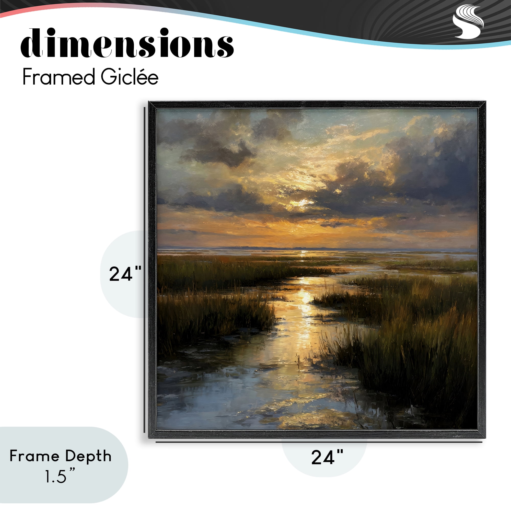 Stupell Industries Sunset Over Marshland Black Framed Giclee Art, design by Petal Prints Design