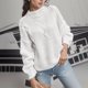 thumbnail image 2 of Gibobby Sueter De Mujer De Cuello Redondo Para Mujer Con Estampado Manga Larga Mezcla De Lana Cálida Ideal Para Primavera Y Otoño(Blanco,M), 2 of 5