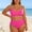 Women's Plus Size Bikini Set-Hot Pink, variant on Women's Plus Size Two Piece Swimsuit V-Wire Underwire Bikini Set High Waisted Tummy Control Bathing Suit with Adjustable Straps for Beach