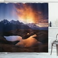 thumbnail image 1 of Ambesonne Lake Shower Curtain, Mountain Lake Koruldi, 69"Wx84"L, Pale Orange Dark Brown, 1 of 3