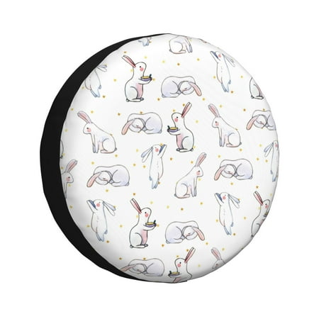 Pofeuu Rabbit Eating Print Spare Tire Wheel Cover for Car Truck SUV Camper Universal Fit Spare Tire Cover RV Spare Tire Covers-14 inch
