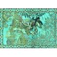 thumbnail image 1 of Ahgly Company Machine Washable Indoor Rectangle Animal Turquoise Blue Traditional Area Rugs, 2' x 5', 1 of 4