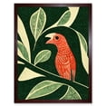 thumbnail image 1 of Red Parrot On Tree Branch Vintage Linocut Illustration Art Print Framed Poster Wall Decor 12x16 inch, 1 of 5