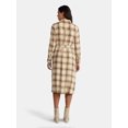 thumbnail image 2 of Time and Tru Women's Plaid Shirt Dress with Long Sleeves, Sizes XS-XXXL, 2 of 4