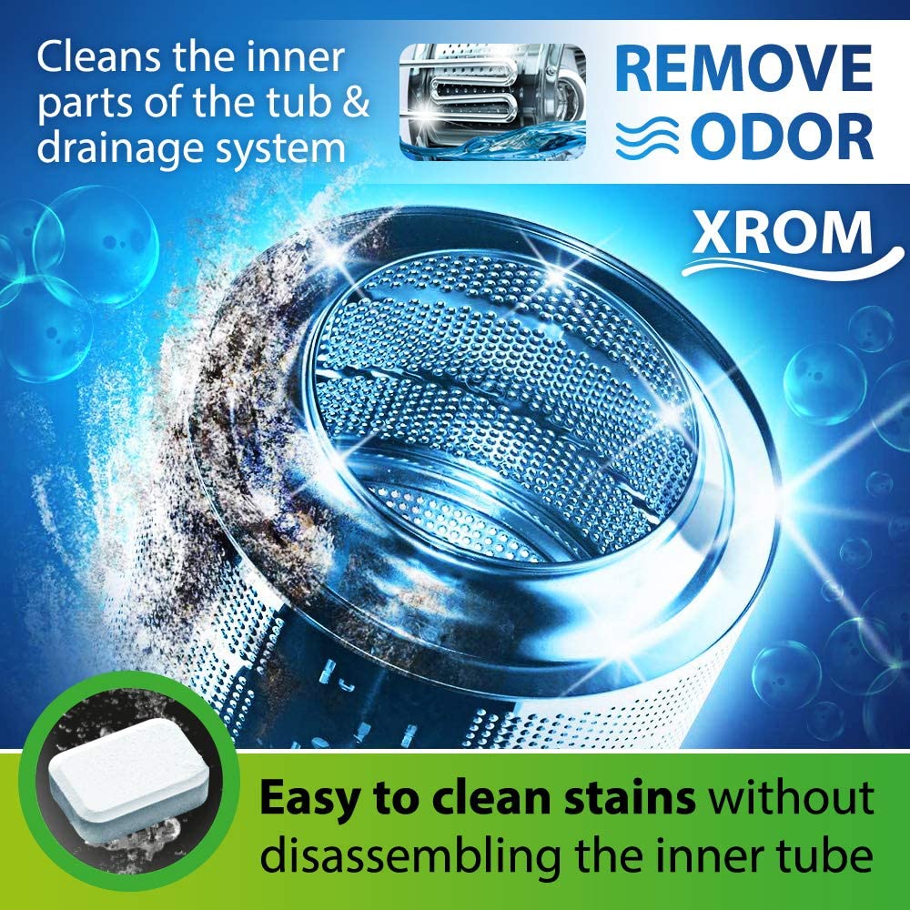 XROM High Efficiency Professional Washing Machine Cleaner Tablets 3 in 1 Formula, Washer Deep Cleaning, Remove And Dissolve Odor, Powerful Descaler For Front and Top Load Washers, 6 Tablets Count. - image 2 of 6