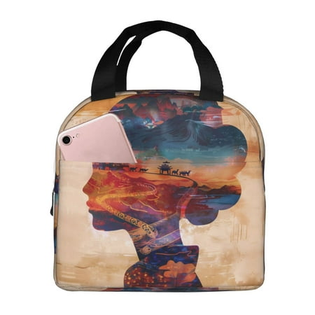 Insulated Lunch Bag for Women Men - Cultural Silhouette Journey Leakproof Cooler Lunch Box for Women Men  Lunch Tote Bags for Work School Picnic Travel