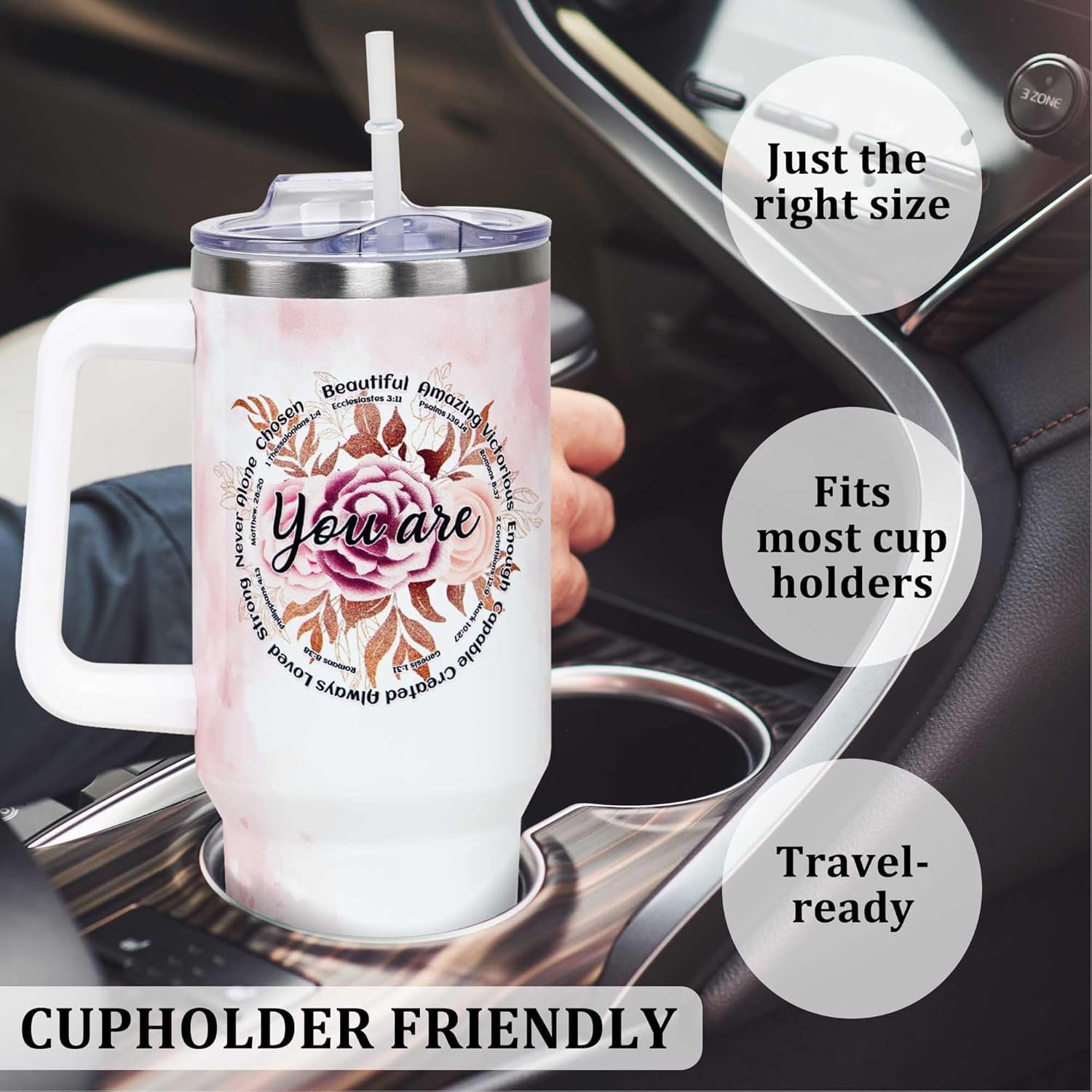 Christian Gifts For Women, 40 OZ Christian Tumbler Cup, Birthday, Christmas, Mothers Day Gifts for Women, Religious, Inspirational, Thank You Coworker, Friends Gifts Idea - You Are Tumbler