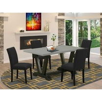 East West Furniture 5-Pc Dining Room Table Set Includes 4 Modern Dining Chairs with Upholstered Seat and High Back and a Rectangular Table - Black Finish
